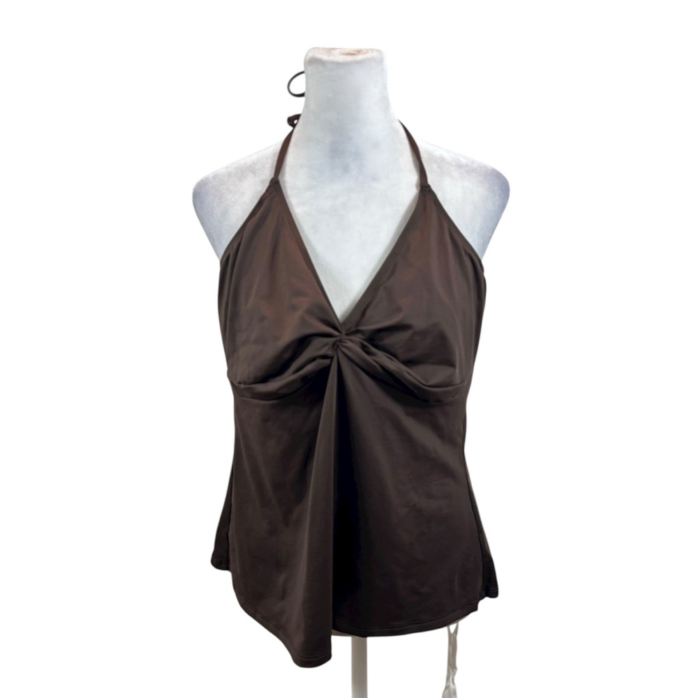 Brand new with Tags Talbots Brown Halter Style Underwire Swim Bikini Top Size 16
